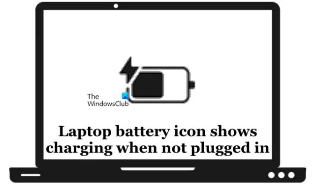 Das Akkusymbol des Laptops zeigt den Ladevorgang an, wenn er nicht angeschlossen ist