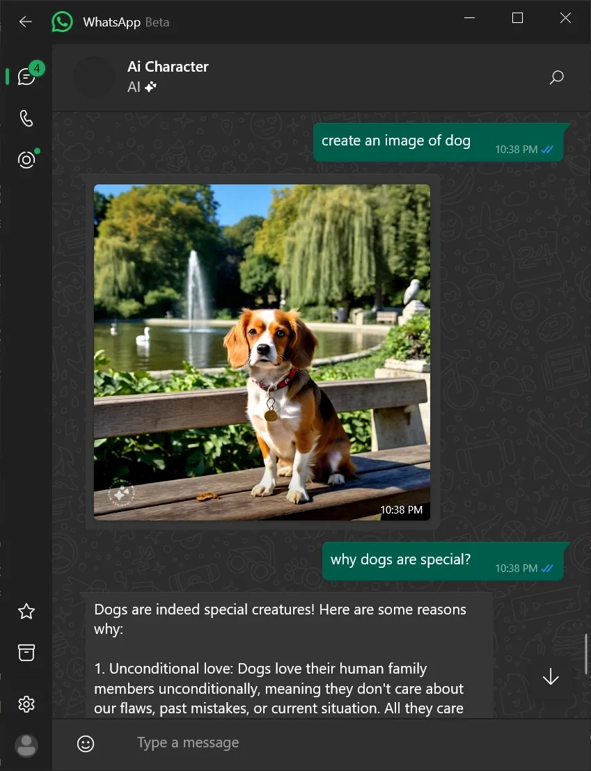 Meta AI sur WhatsApp pour Windows 11