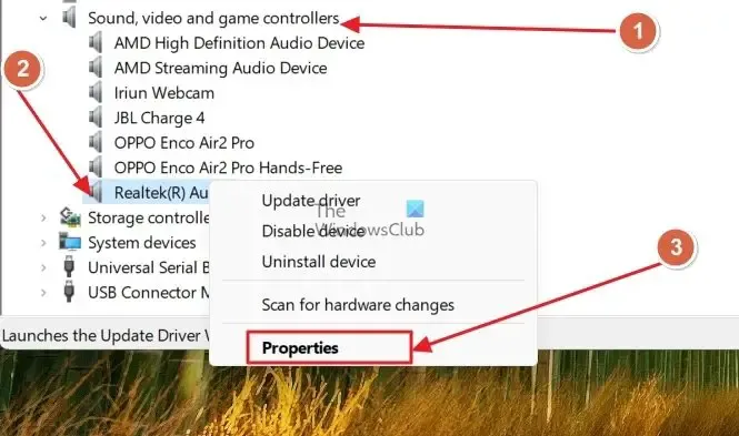 Abra las propiedades del controlador en el Administrador de dispositivos de Windows