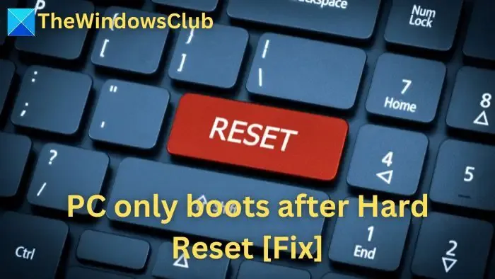 Il PC si avvia solo dopo l'Hard Reset [fissare]