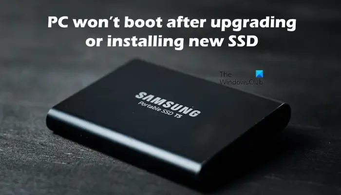 O PC não inicializa após atualizar o SSD