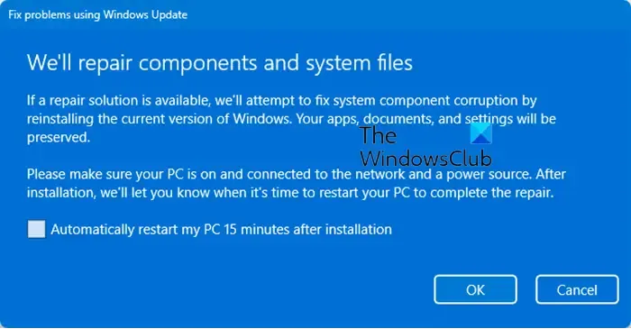 Windows Updateを使用してWindowsを再インストールする