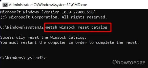 Redefinir catálogo de serviços WinSock