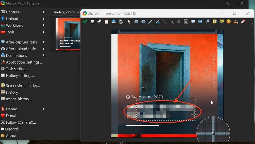 Używanie ShareX do robienia zrzutów ekranu na komputerze z systemem Windows.
