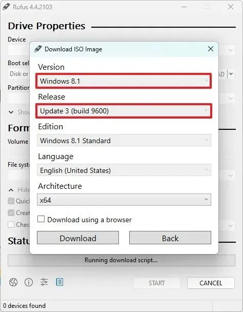 Rufus Windows 8.1 ISO-download