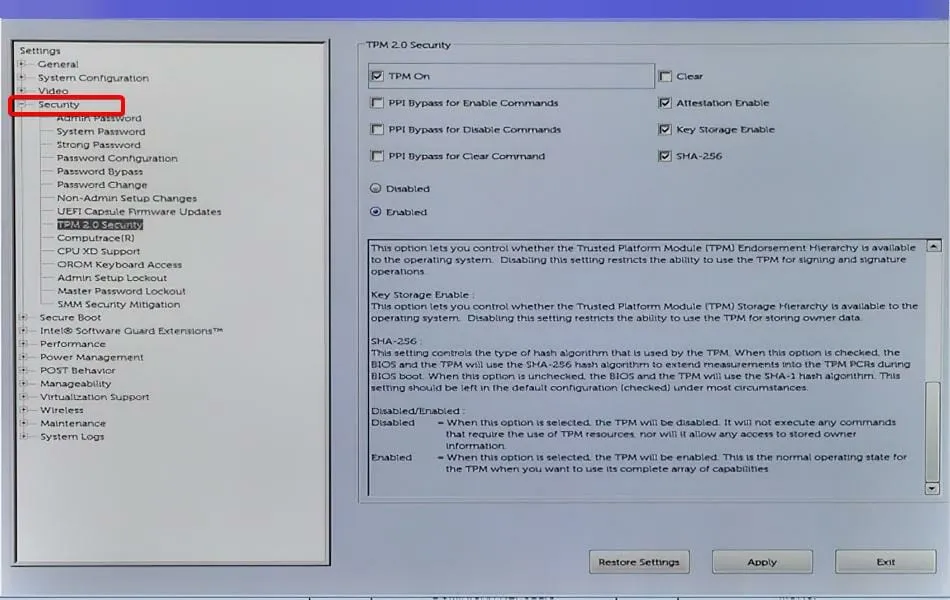 セキュリティ BIOS クリア TPM Windows 11