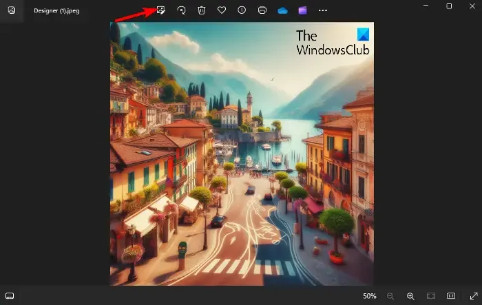 Apagamento generativo no aplicativo Fotos do Windows 11