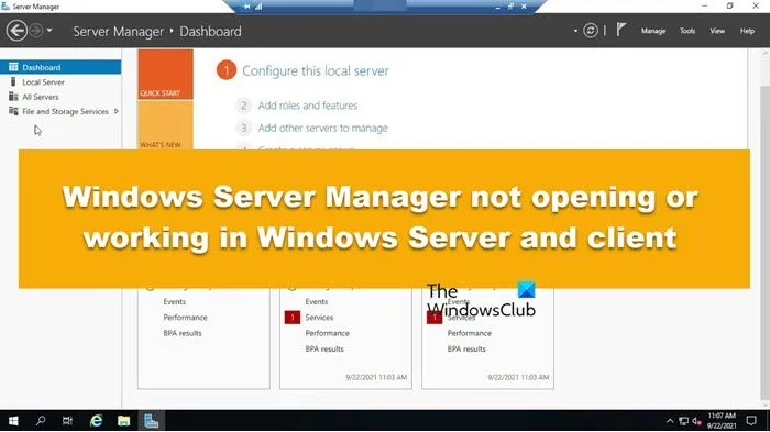 O Gerenciador do Windows Server não abre ou funciona