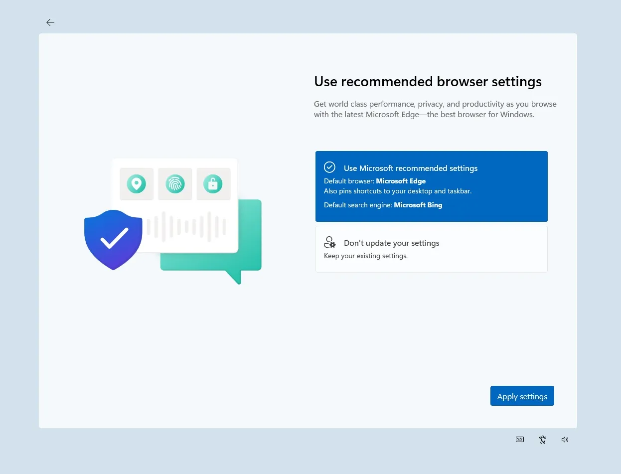 Vorschlag, Edge als Standard auf der OOBE-Seite von Windows 11 festzulegen