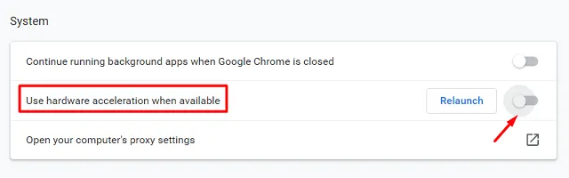 Desative a aceleração de hardware no Google Chrome