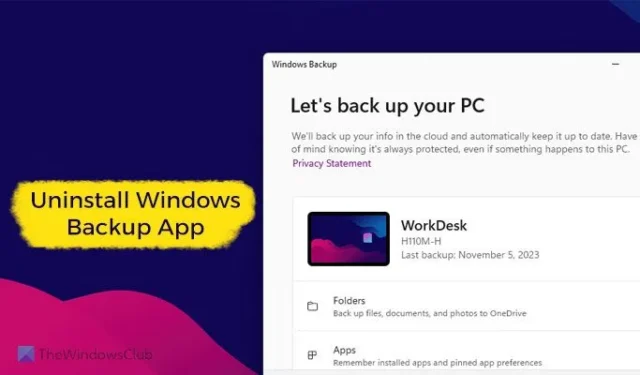 Come disinstallare l’app Windows Backup in Windows 11