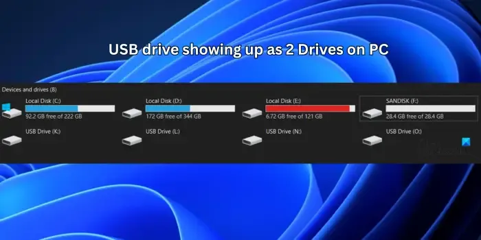 USB-drive wordt weergegeven als 2 schijven op pc