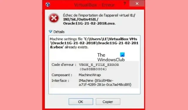 VirtualBox VBOX_E_FILE_ERROR 0x80bb0004 [correzione]