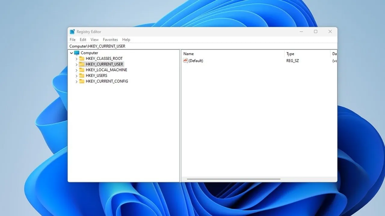 Windows-Registrierung über den klassischen Windows 11-Desktop.
