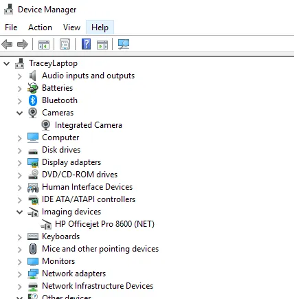 Windows 裝置管理員中的裝置列表