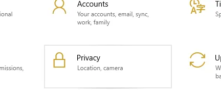 Configuración de privacidad de la cámara web en Windows 10