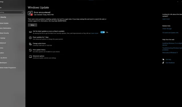 Windows 10 KB5034441 0x80070643 auch nach drei Monaten nicht behoben