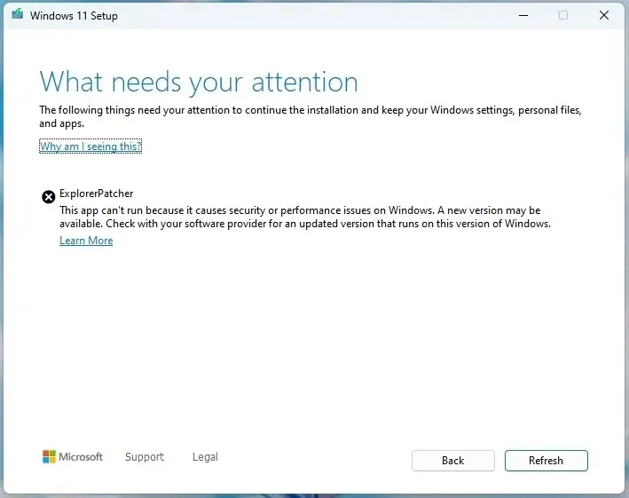 Fehler beim Blockieren des Windows 11-Setups