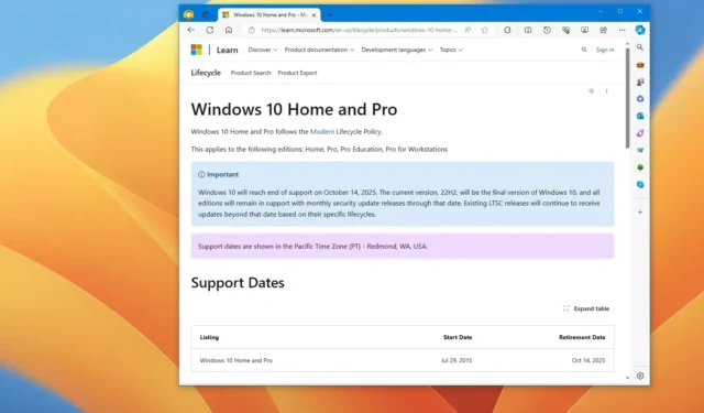 Windows 10 支援將於 2025 年 10 月 14 日結束