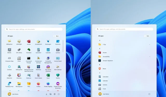 Habilite o novo design do menu Iniciar todos os aplicativos semelhante ao macOS Launchpad para Windows 11