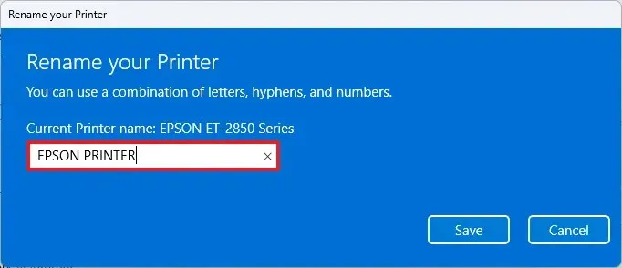 Windows 11 renomear impressora