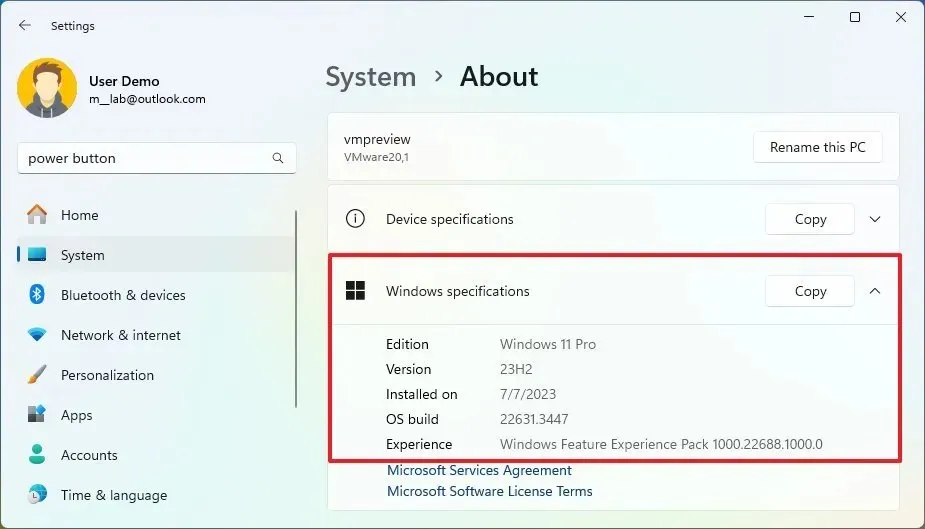 Windows 11 controleer de versie via Instellingen