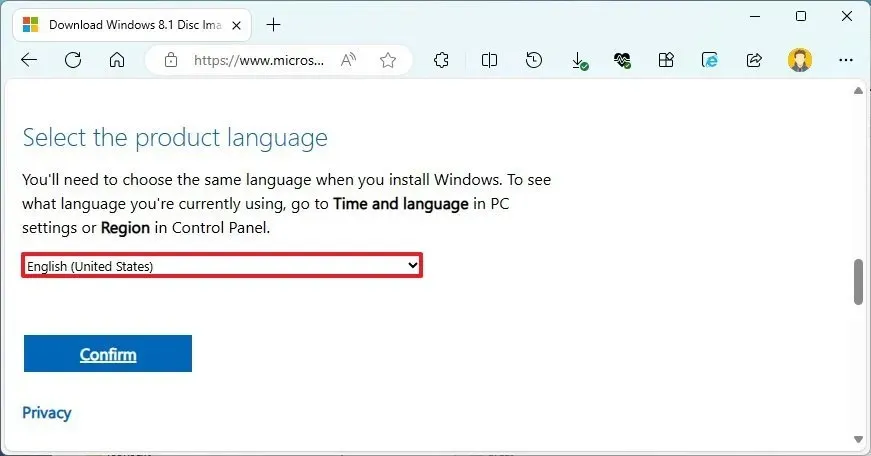 Windows 8.1 ISO-taal