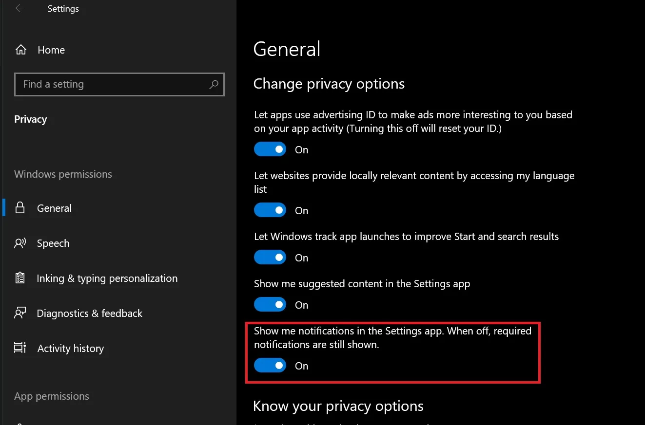 Windows-Einstellungen zum Deaktivieren der Microsoft-Kontowarnung