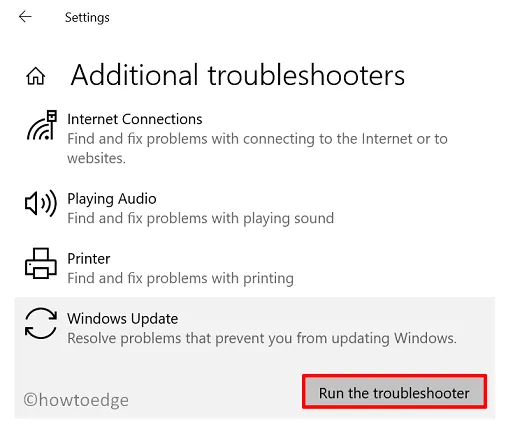 Solucionador de problemas do Windows Update - Erro de atualização 0x800f081e