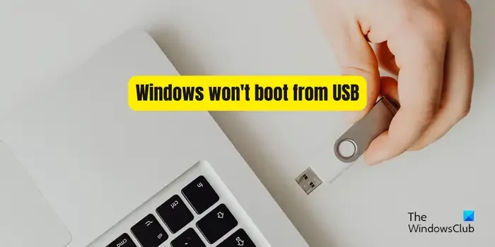 O Windows não inicializa a partir de USB