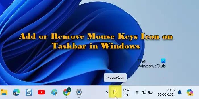Adicionar ou remover ícone de teclas do mouse na barra de tarefas