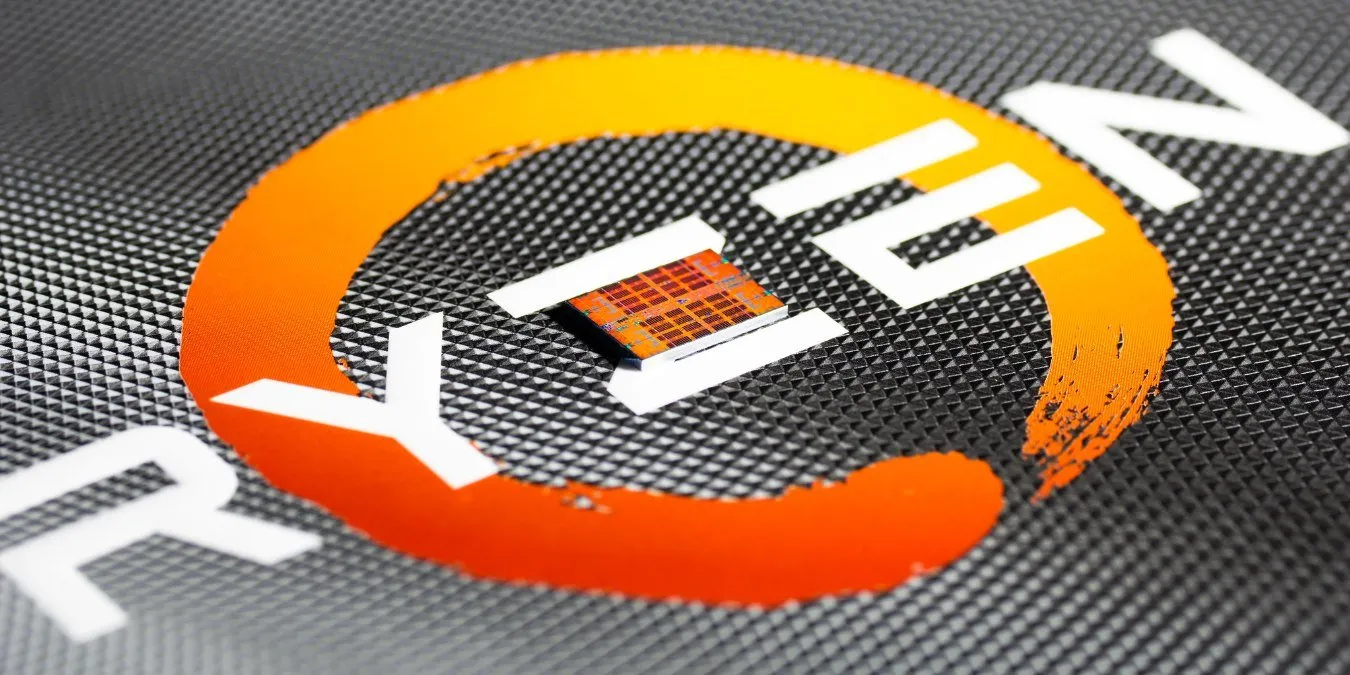 Primo piano del logo AMD Ryzen