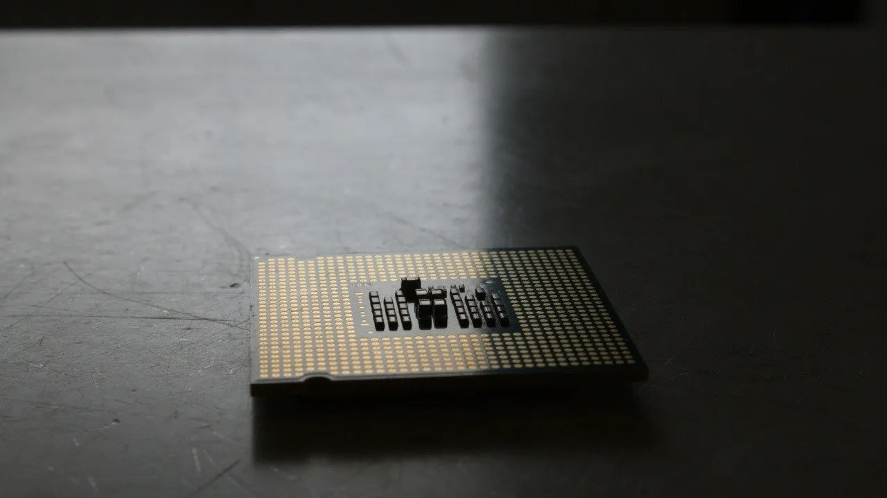Close-up van CPU-pinnen op het bureaublad