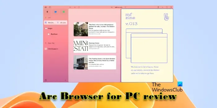 Análise do Arc Browser para PC