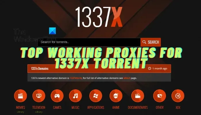 servidores proxy de trabajo para 1337x Torrent