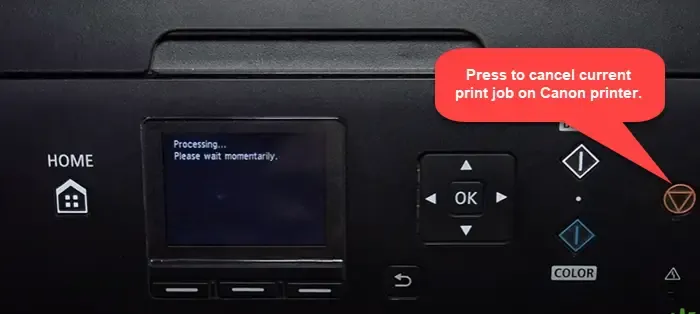 Anuluj zadanie drukowania w drukarkach Canon