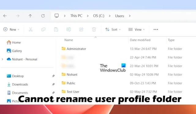 Não é possível renomear a pasta de perfil de usuário no Windows 11