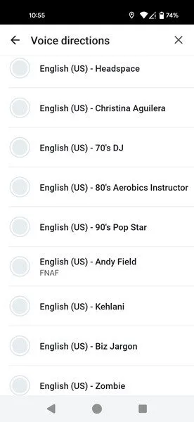 설정 메뉴에서 대체 Waze 옵션을 선택할 수 있습니다.