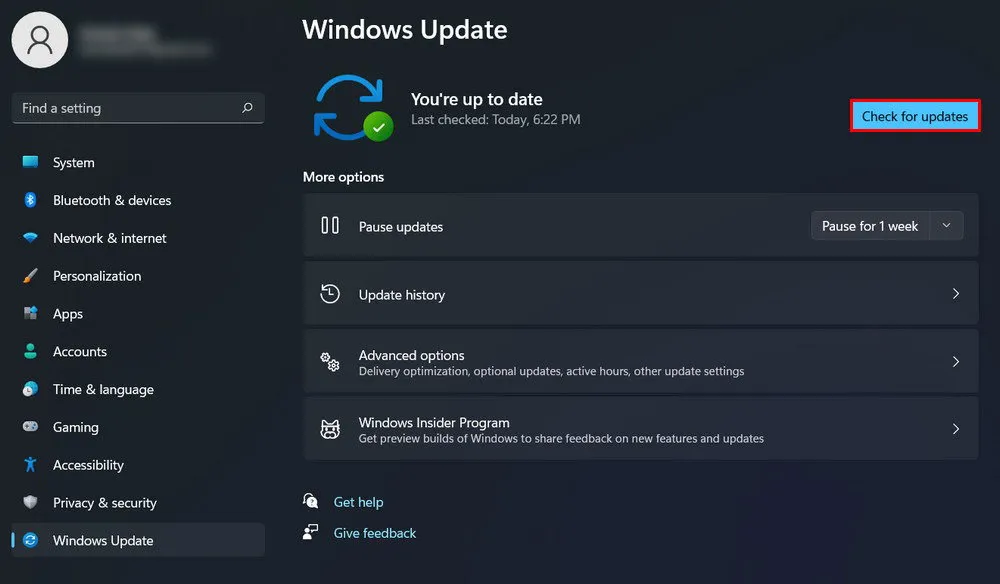 Controlla gli aggiornamenti in Windows