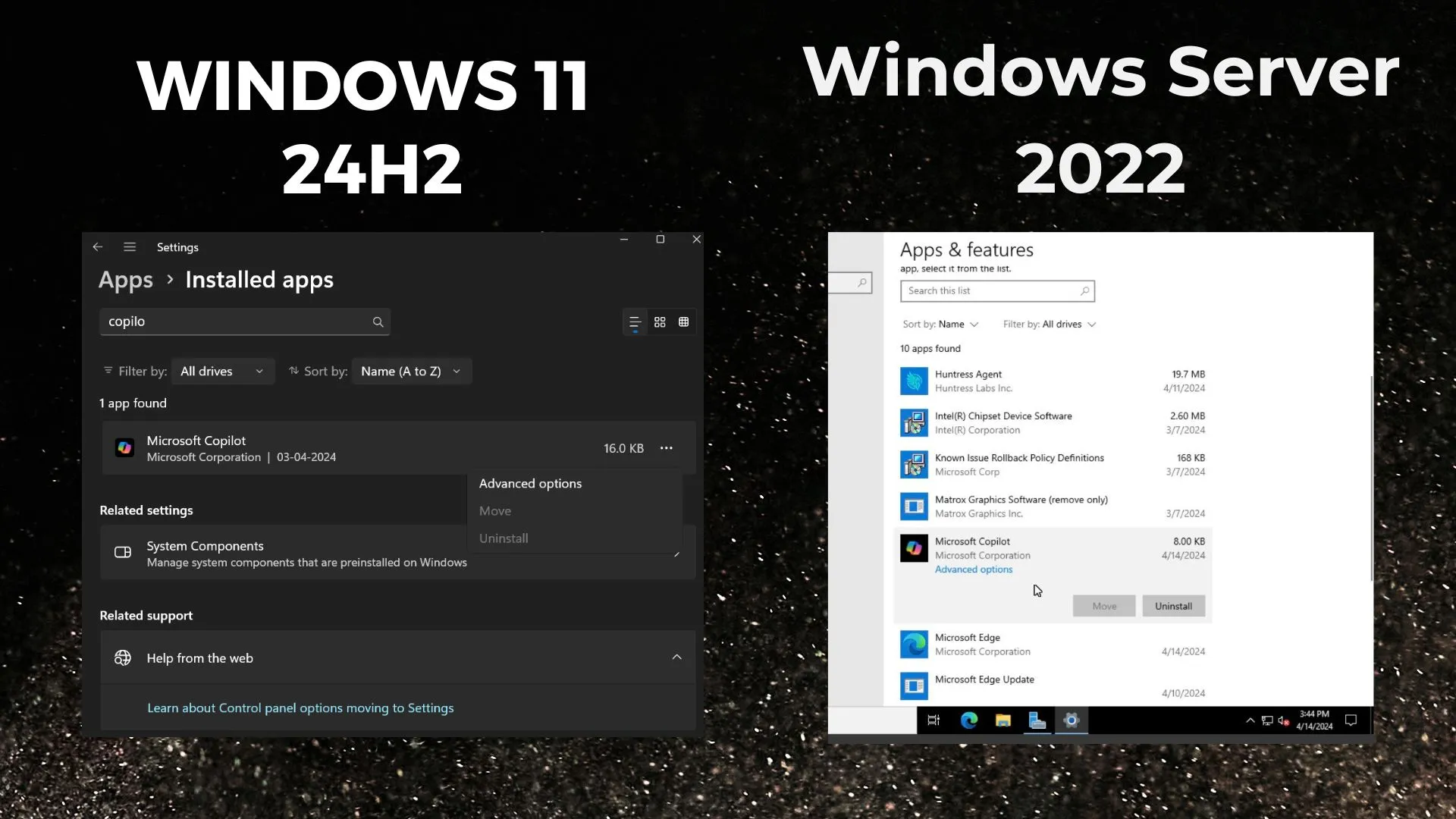 Dezinstalacja aplikacji copilot w systemie Windows 11 i Windows Server 2022