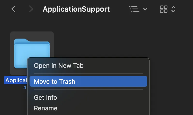 Excluir arquivos de suporte de aplicativo