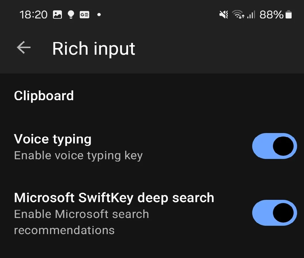 Schakel Bing Deep Search uit in SwiftKey