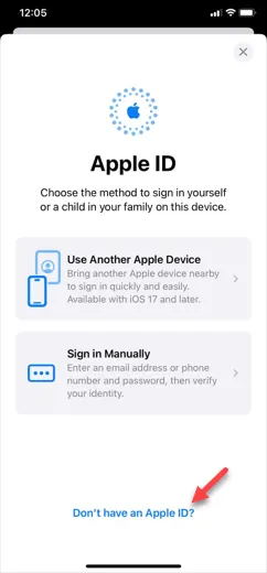 não tenho ID da Apple mínimo