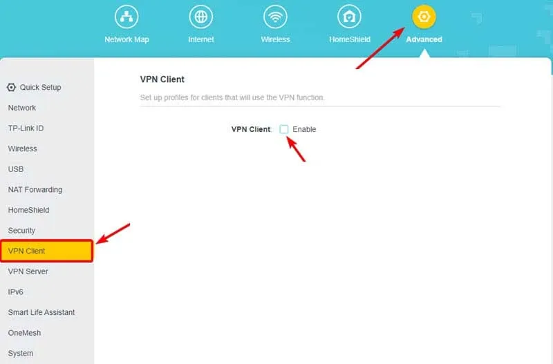 abilitare il client VPN