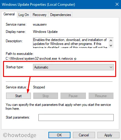 Erro 0x80070008 no Windows 10 - Inicie o serviço Windows Update