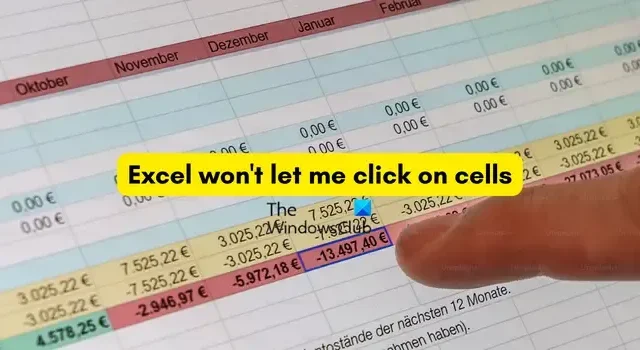 Excel lässt mich nicht auf Zellen klicken [Fix]