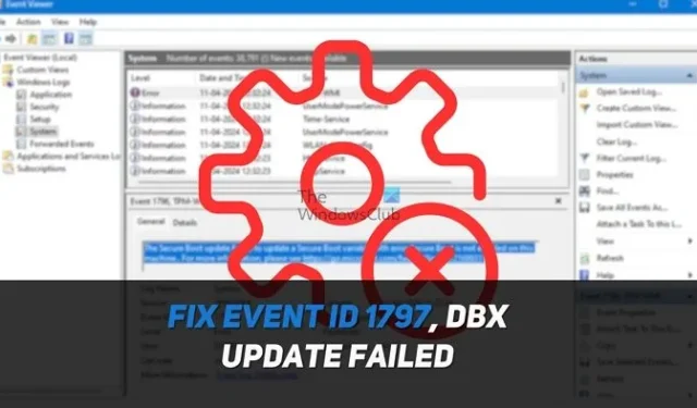事件 ID 1797，安全啟動 DBX 更新失敗