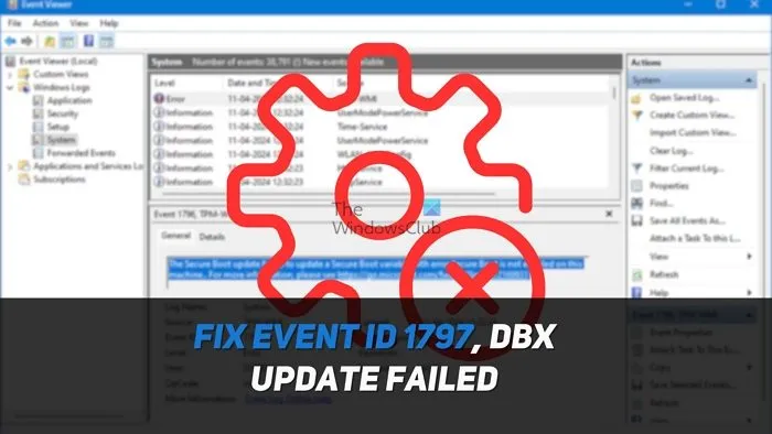 Correzione dell'aggiornamento DBX dell'ID evento 1797 non riuscito