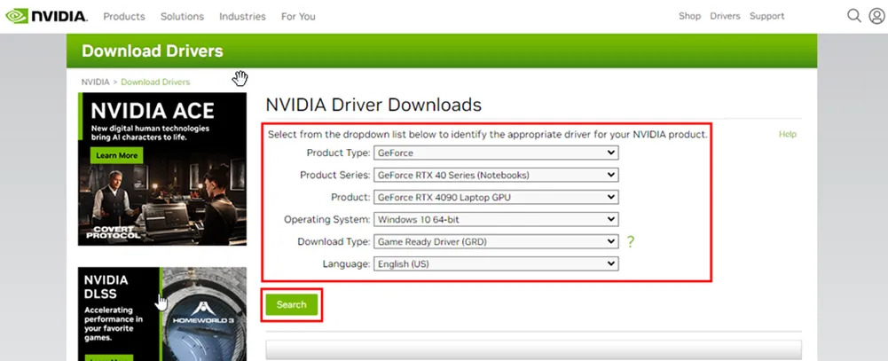 Für NVIDIA GPUs aktualisieren