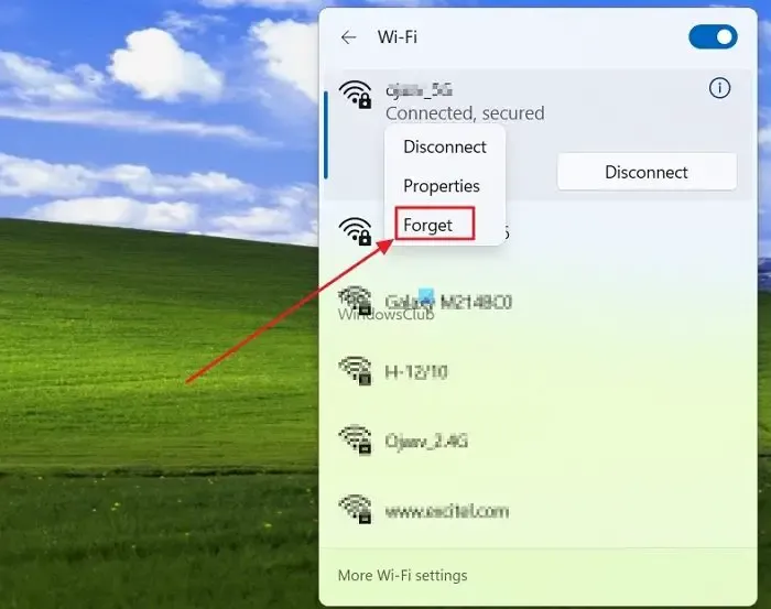 Oubliez le réseau Wifi sous Windows